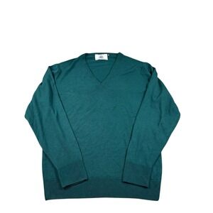 J. Press Mens Merino Wool V-Neck Pullover Sweater Forest Green Size M Ireland